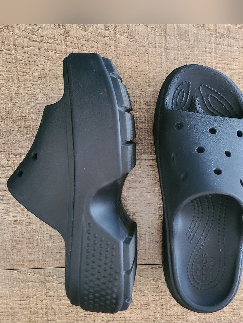 Crocs Unisex Adult Stomp Slides Platform Sandals Black - Picture 4 of 11